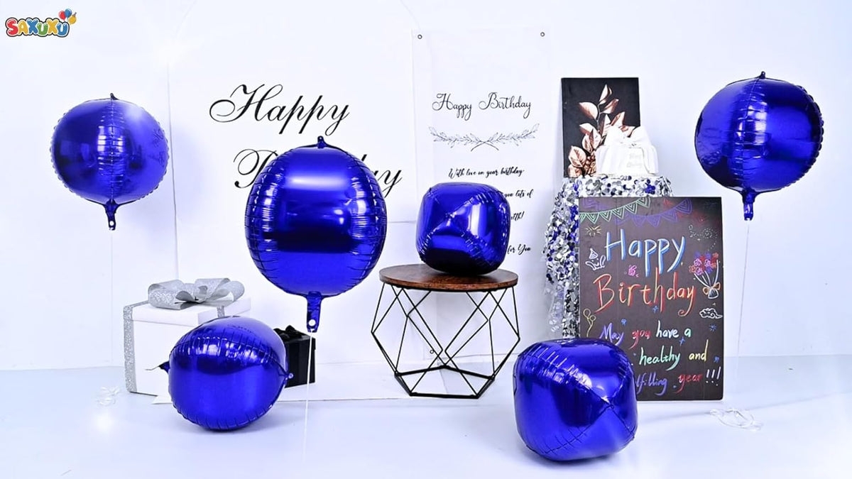 Purple Giant 4D Foil Balloons, 6 Pcs Large Dark Purple Metallic Round Balloons, 22 Inch Big Round