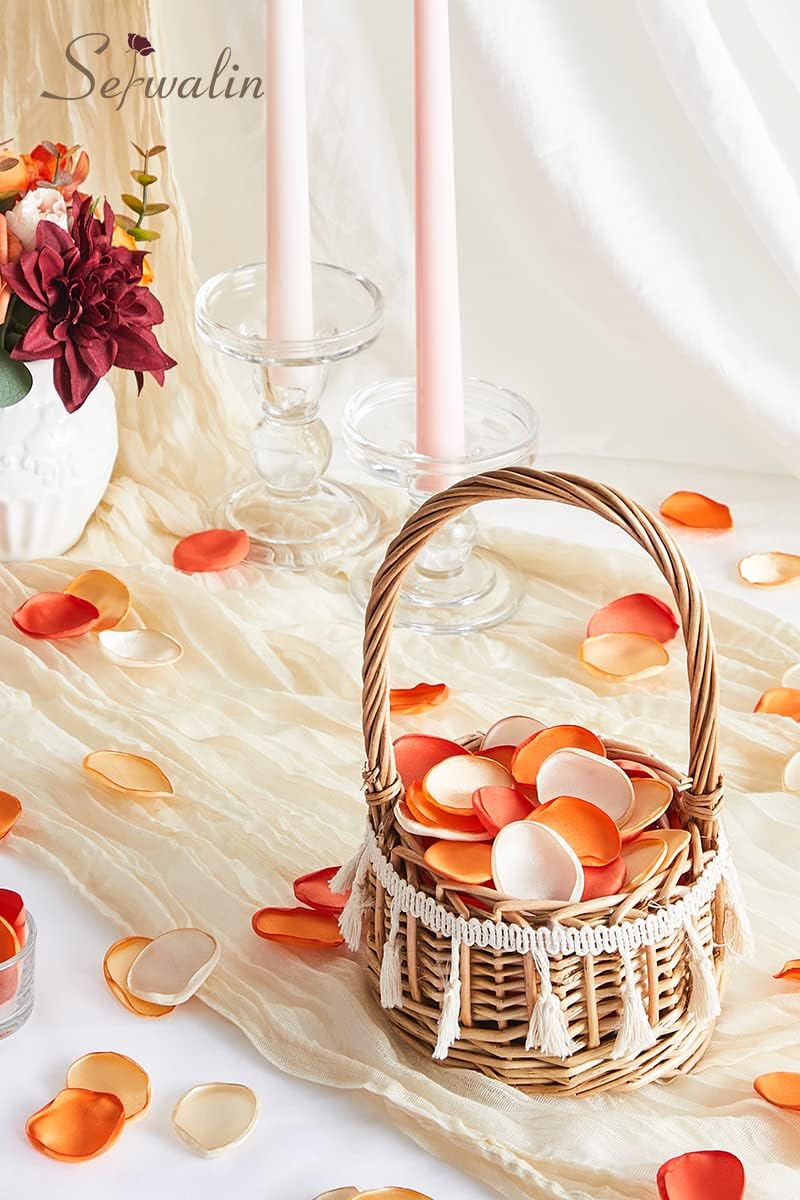 Serwalin 300Pcs Silk Rose Petals Flower Petals for Weddings Proposal Orange Petals Artificial