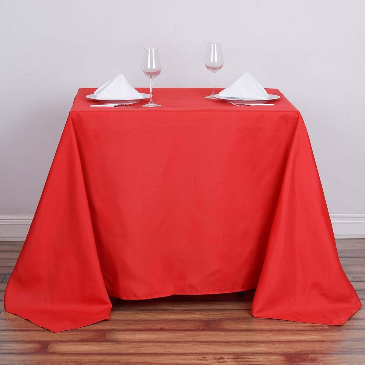 Efavormart 90" RED Wholesale Linens Polyester Square Linen Tablecloth for Kitchen Dining Catering