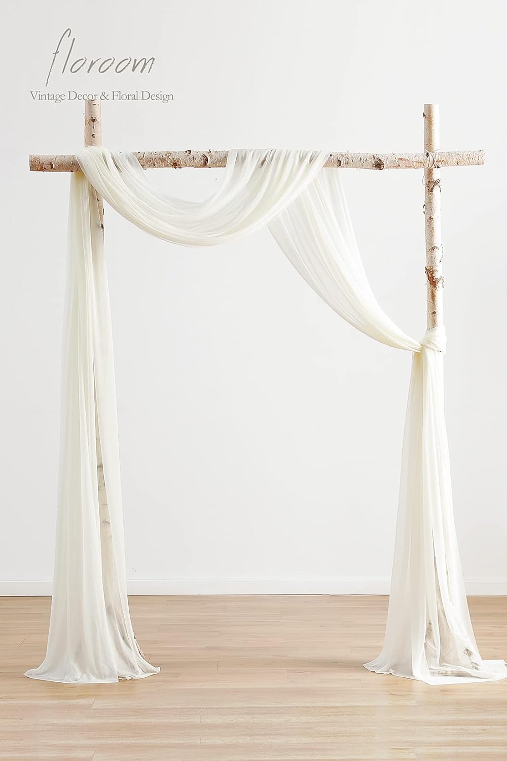 Floroom Wedding Arch Draping Fabric 2 Panels 20Ft Ivory Chiffon Fabric Drapes Arbor Drapery Wedding