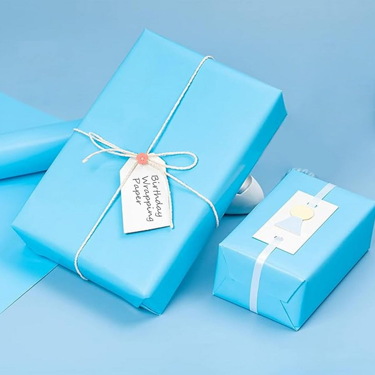 Vanhench 17.5"×963" (80 1/4FT) Blue Wrapping Paper, Sky Blue Kraft Paper Roll for Wedding/Fathers