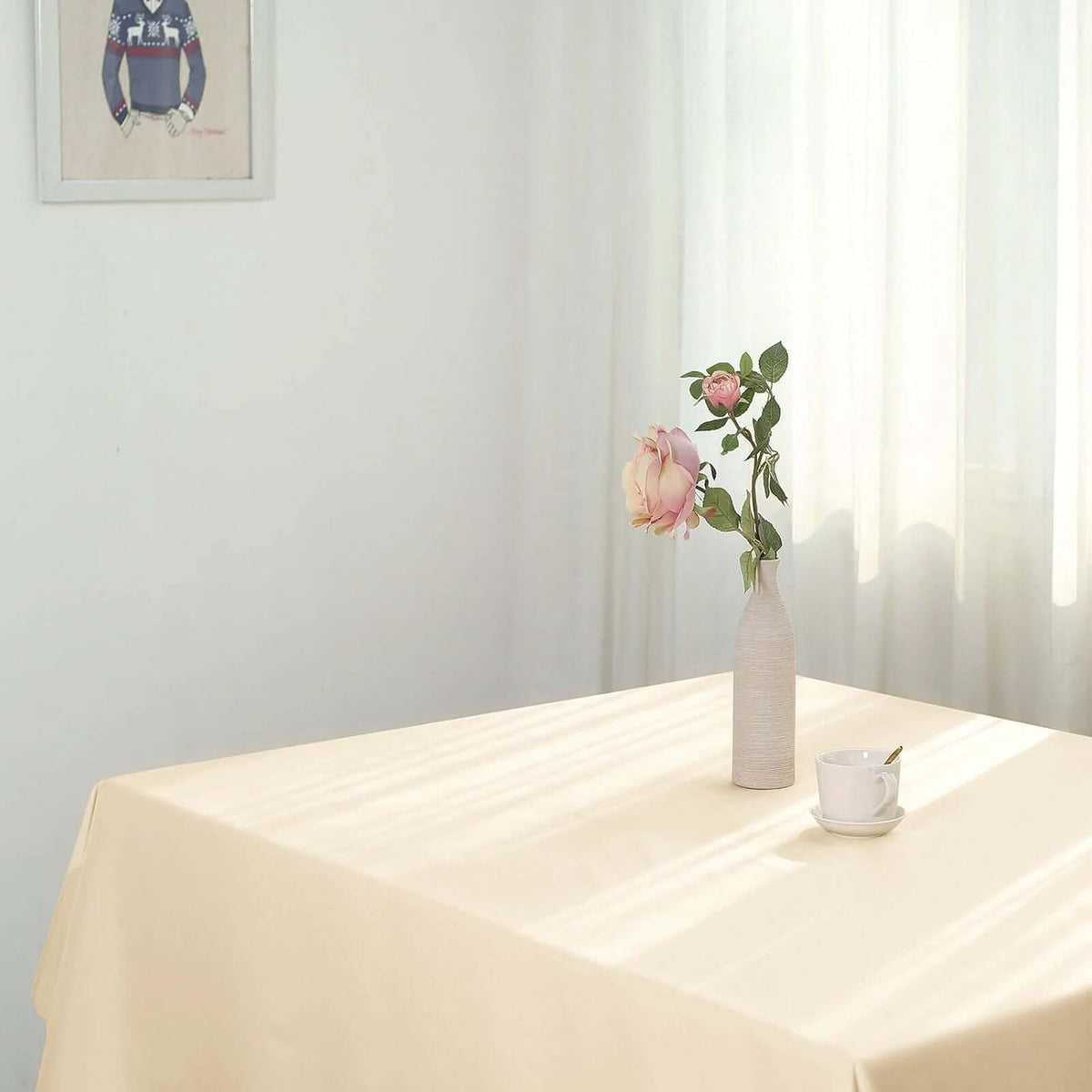 Efavormart 54x54 Beige Wholesale Linens Seamless Polyester Square Linen Tablecloth for Wedding