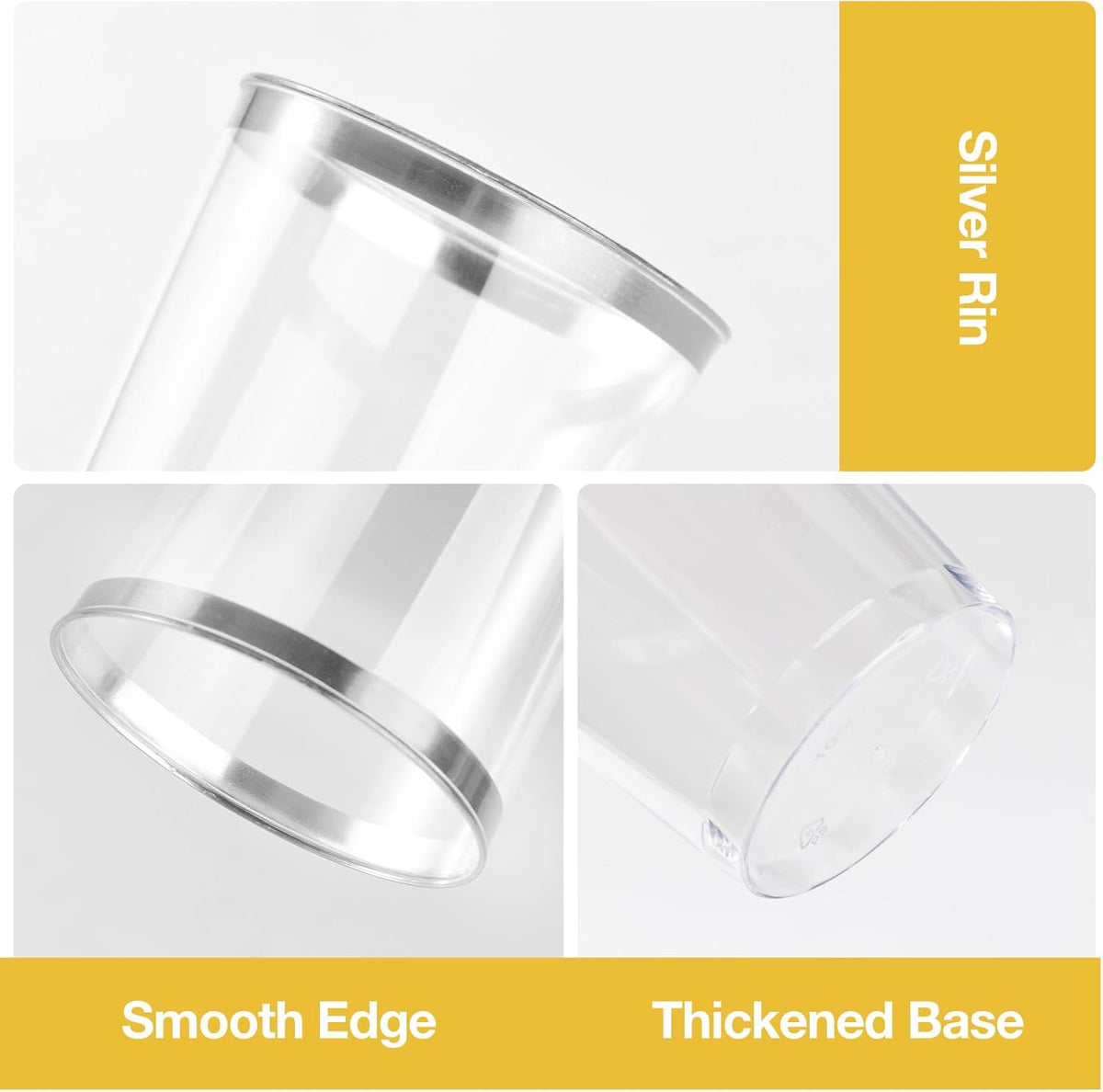 Goodluck 200PCS 14oz Silver Plastic Cups for Party, Disposable Silver Plastic Cups, Cocktail