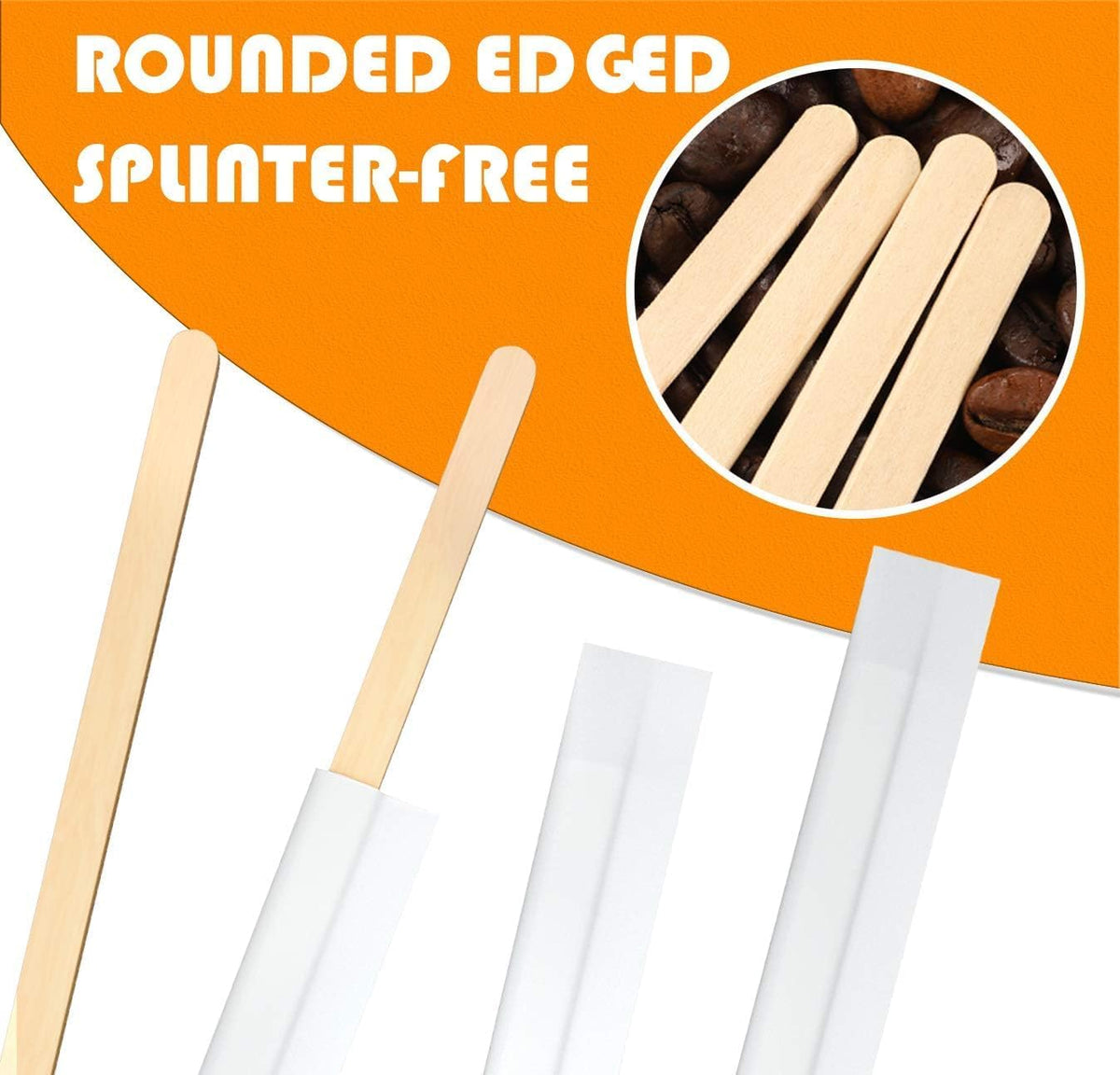 2000Pcs Disposable Wood Coffee Stir Sticks Stirrers Individually Paper Wrapped Coffee Tea Beverage