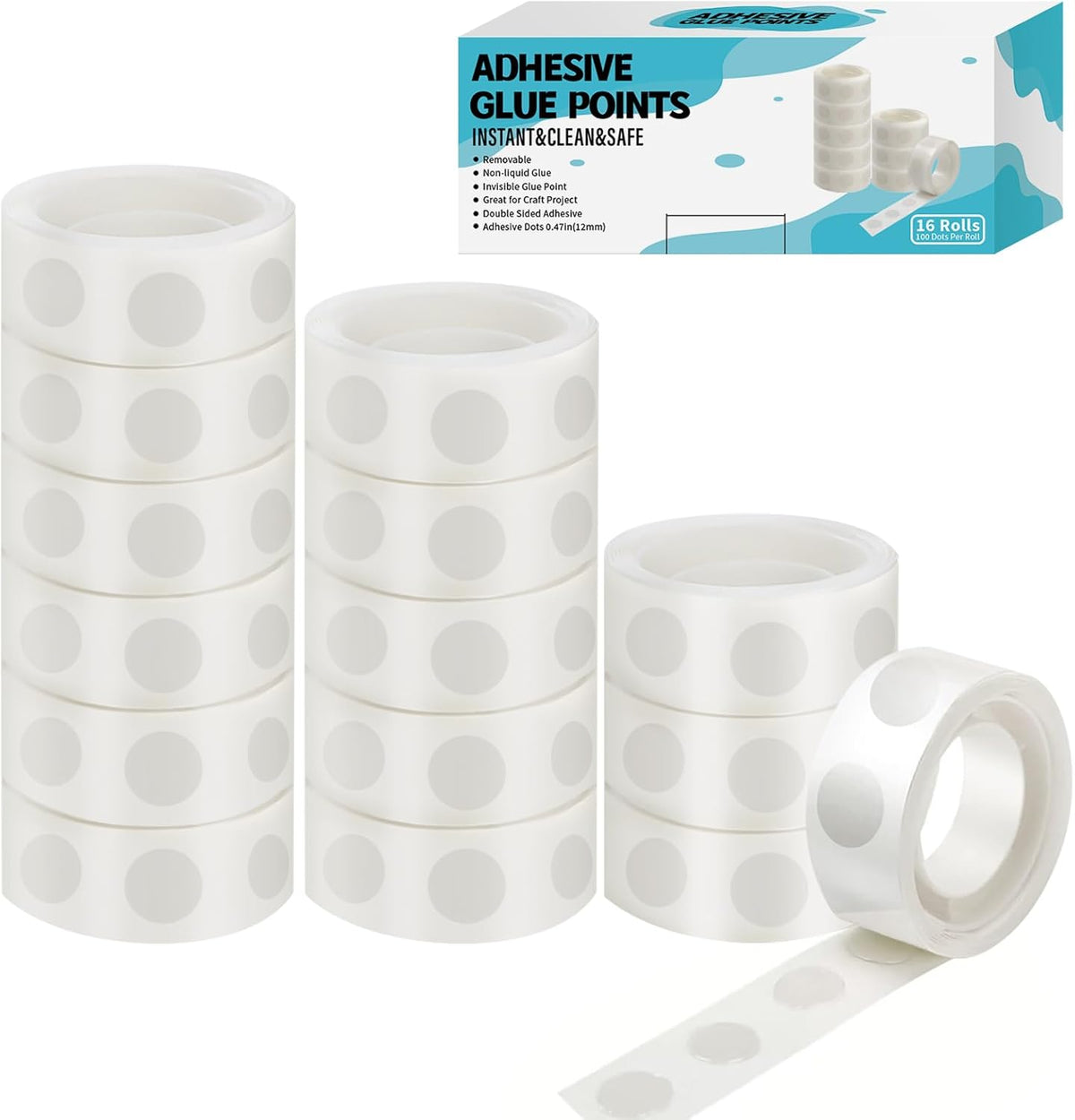 1600pcs Glue Point Clear Balloon Glue Removable Adhesive Dots Double Sided Dots of Glue Tape for