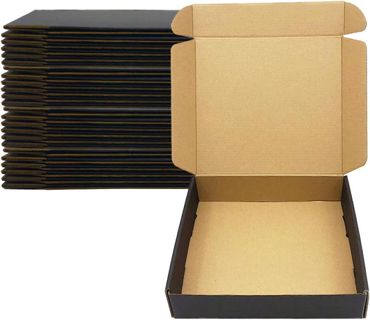 24 Pack 9x8x2 Inches Black Shipping Boxes，3 Layers Corrugated Cardboard Box, Black Mailer Boxes for