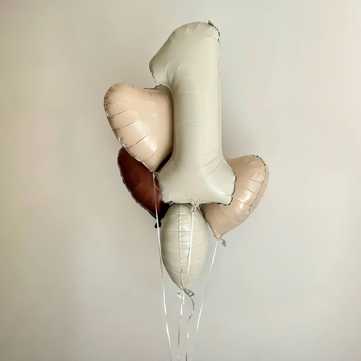 40 Inch Beige Large Numbers Balloons 3, Self Inflating Ivory White Digit 3 Helium Balloons for 3rd