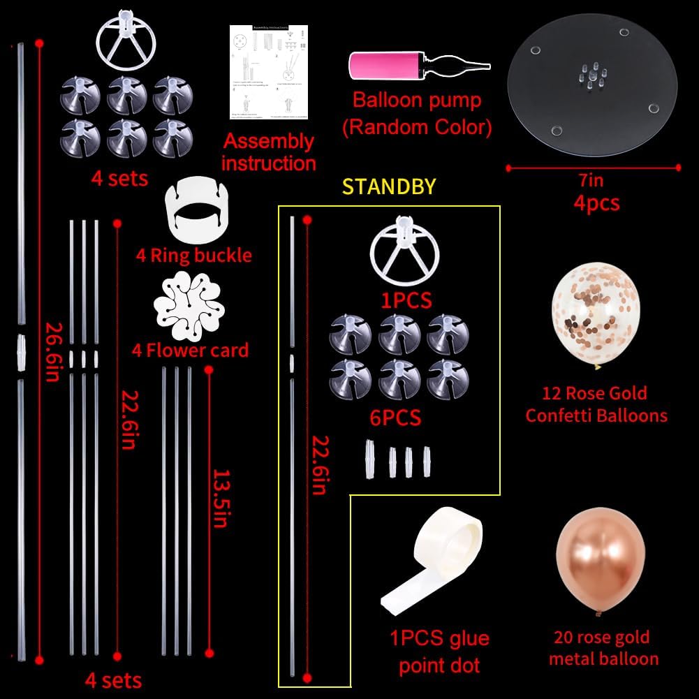 TONIFUL Rose Gold Balloon Stand Centerpiece Table Decorations,Balloons Stand Kit for Bridal