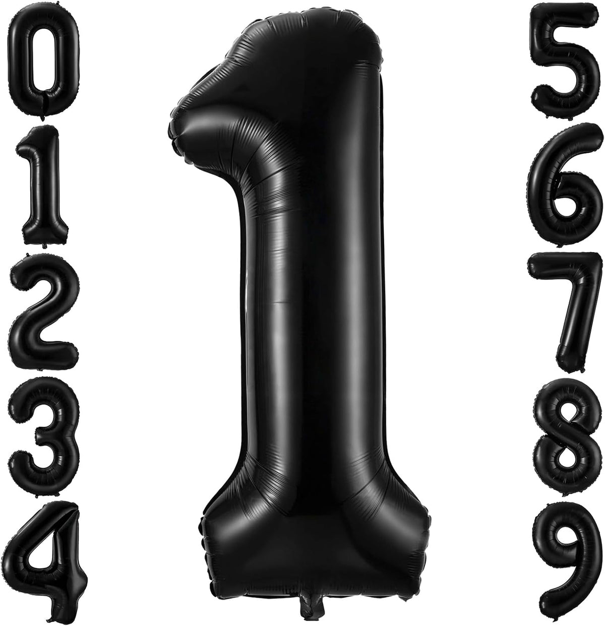 Black 1 Balloon Number,40 Inch Number 1 Balloon Large Black 1 Foil Mylar Helium Balloon for