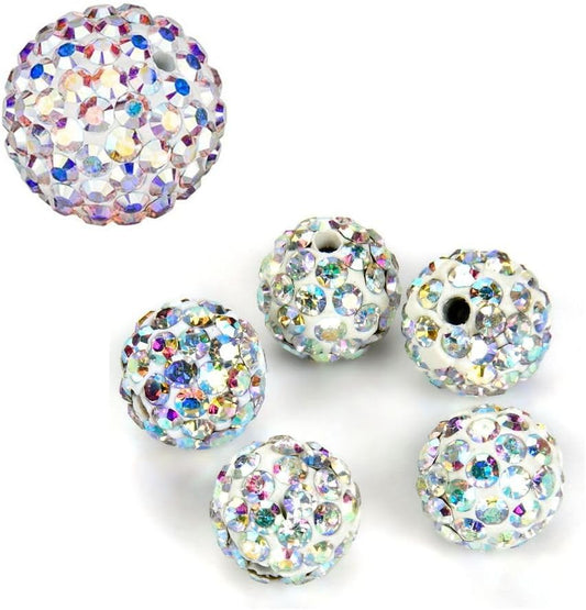 25pcs Adabele Grade A Suncatcher Crystal Rhinestone Pave Loose Beads 10mm Clear AB Polymer Clay