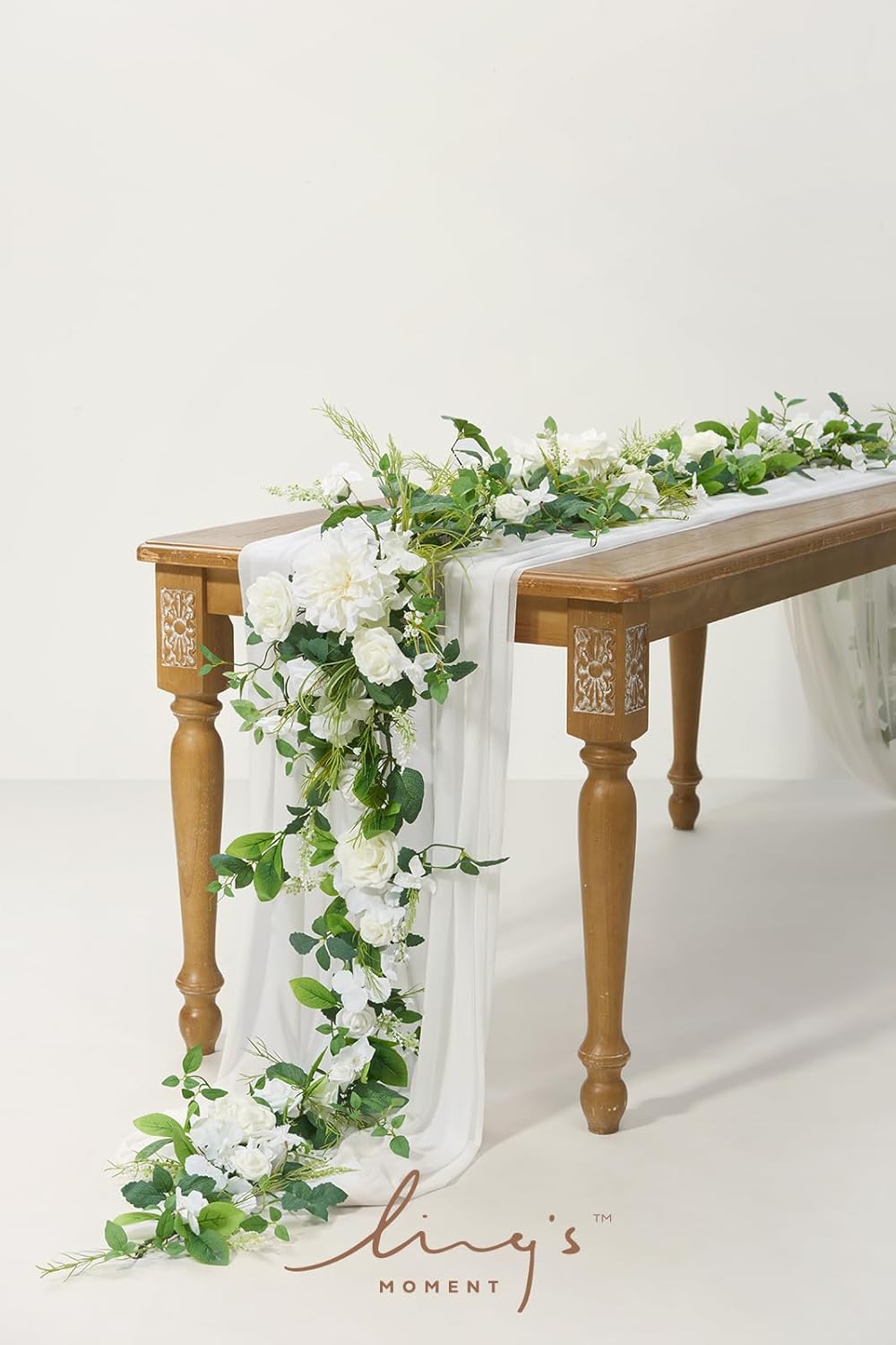 Ling's moment Flower Garland - 6FT Eucalyptus & Rose - Sweetheart Table Decor for Wedding