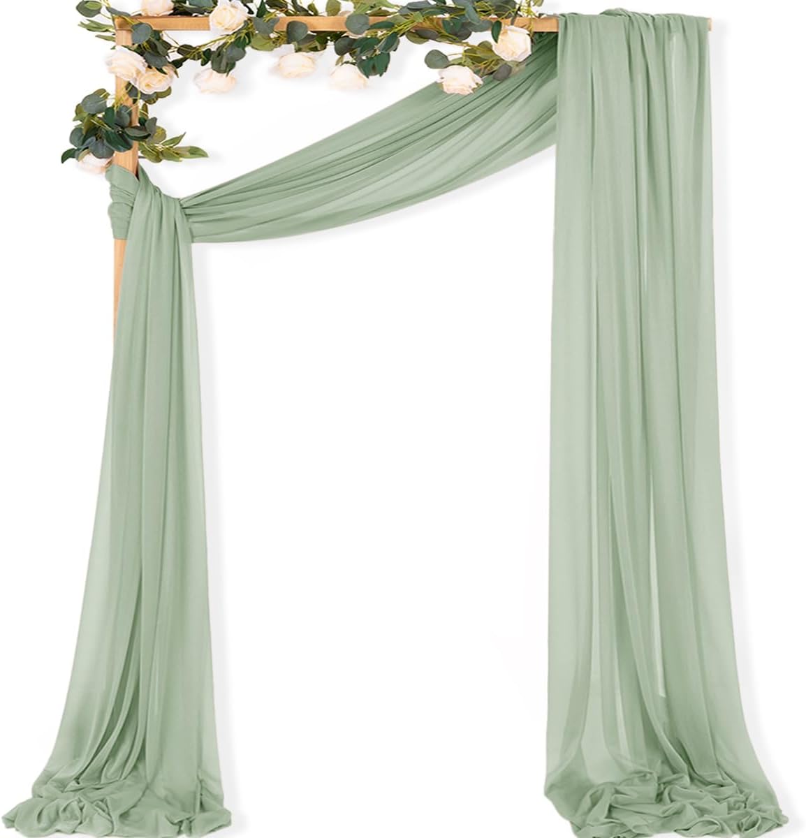 MLMC Sage Green Wedding Arch Draping Fabric 1 Panel 29" x 20 FT Extra Long Gauze Drapes Sheer
