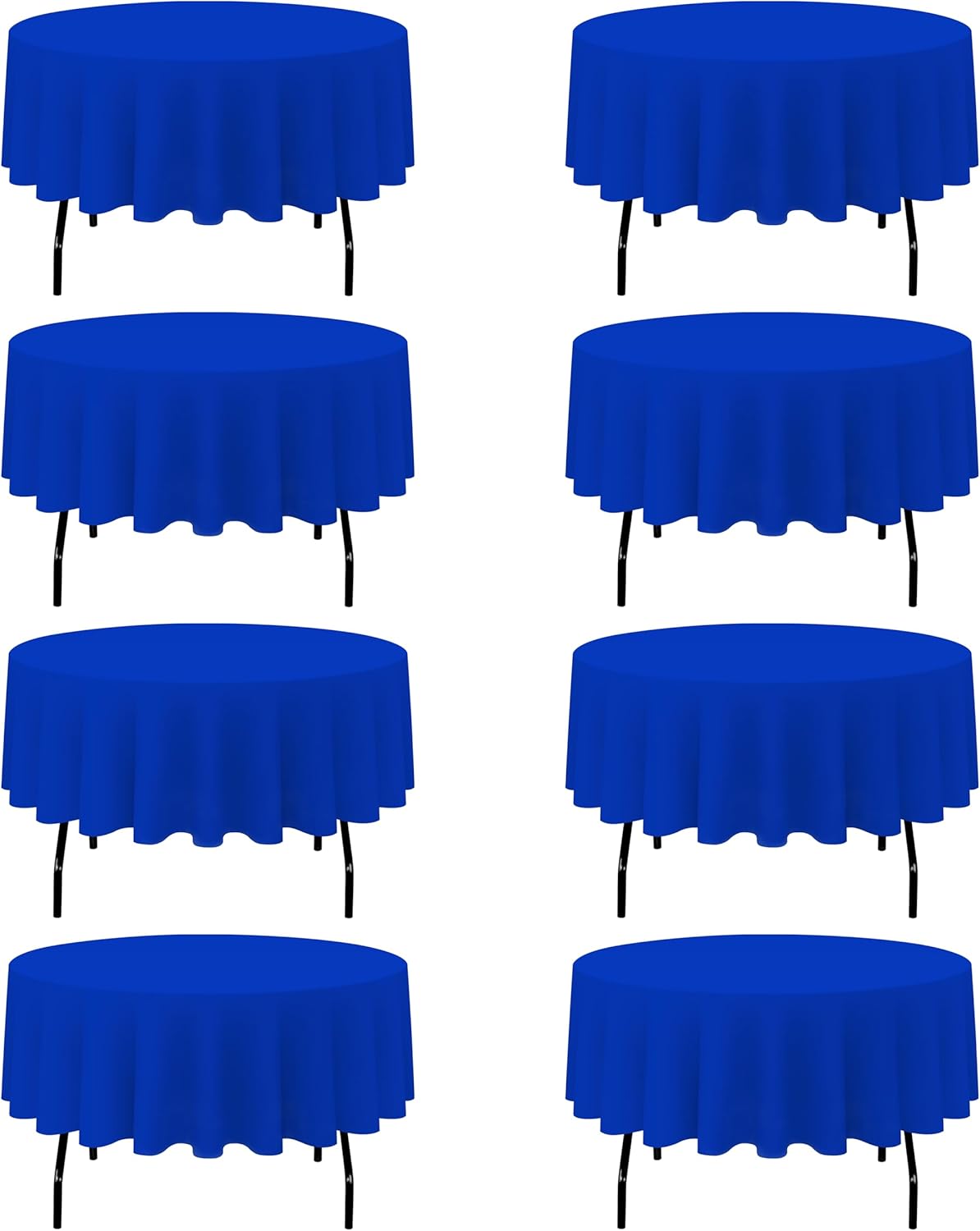BRILLMAX 8 Pack Royal Blue Round Tablecloths 90 Inch - Circle Bulk Linen Polyester Fabric Washable