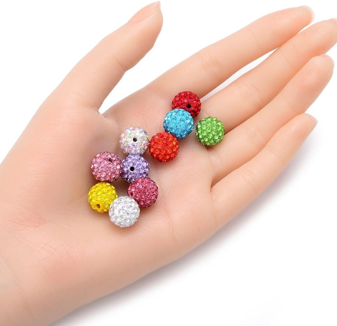 50pcs Adabele Grade A Suncatcher Crystal Rhinestone Pave Loose Beads 12mm Clear White Polymer Clay