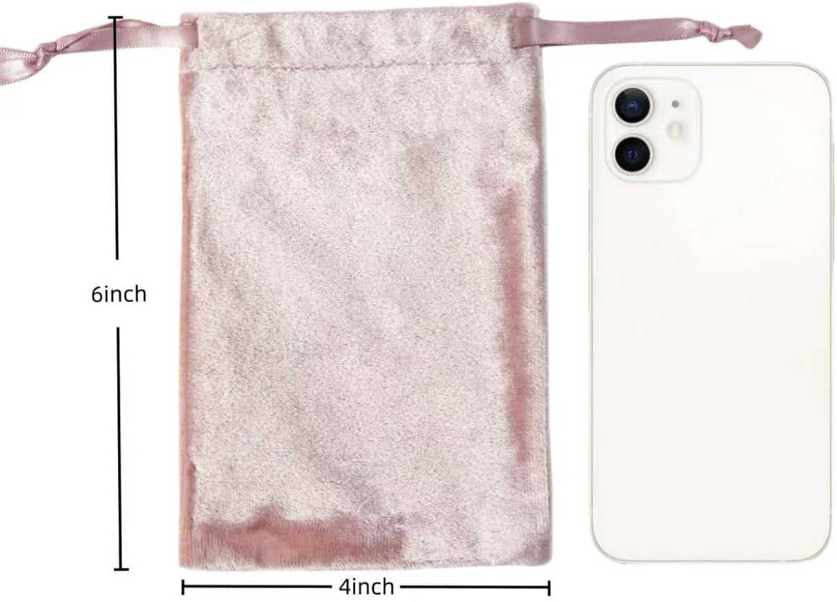 QIANF 12pcs Rose Pink Velvet Drawstring Bags 4x6 inches Glossy Small Velvet Cloth Gift Bags Jewelry
