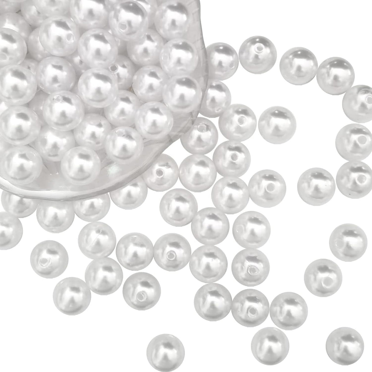 100Pcs 16mm White Pearl Beads for Cratfs,Big Size Loose Pearl Beads with Hole Faux Pearls Round
