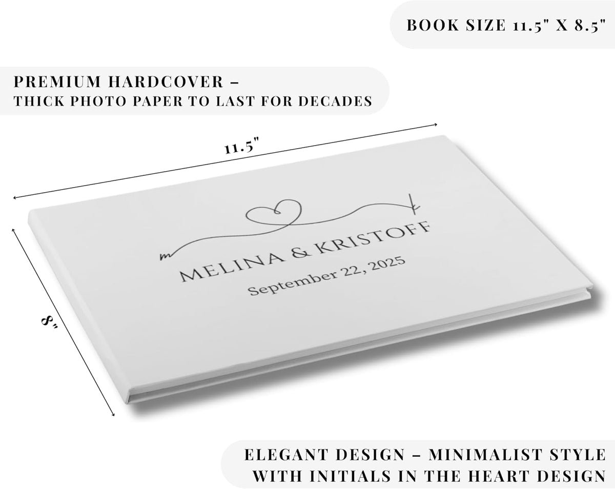 Wedding Guest Book – Personalized Polaroid Guest Book for Wedding Reception, Custom Sign In Photo