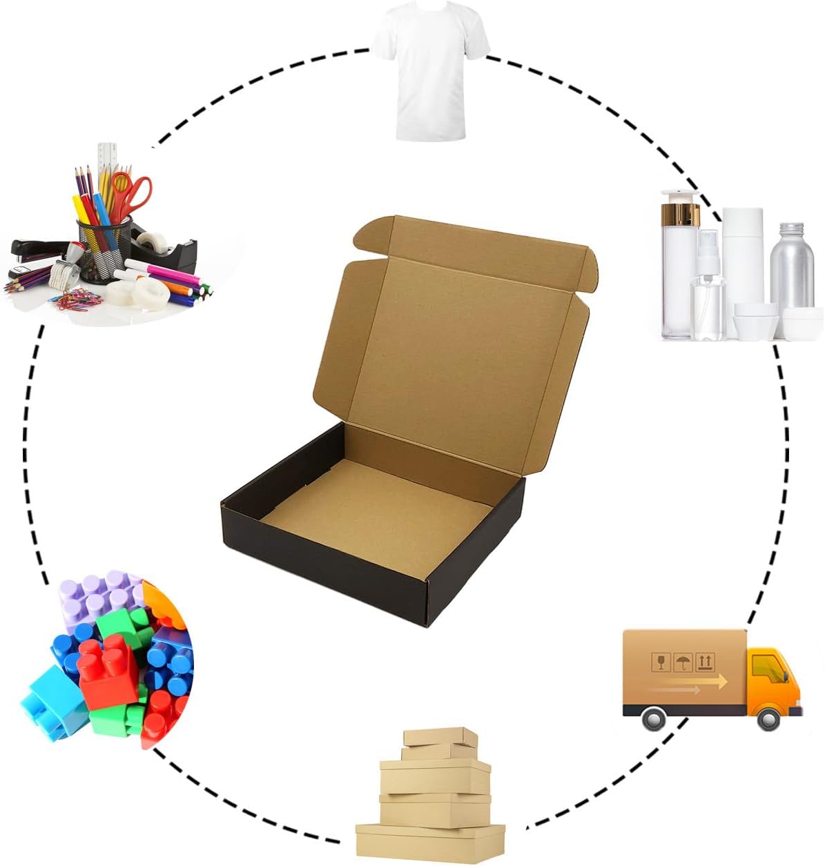 24 Pack 13x10x2 Inches Black Shipping Boxes，3 Layers Corrugated Cardboard Box, Mailer Boxes for