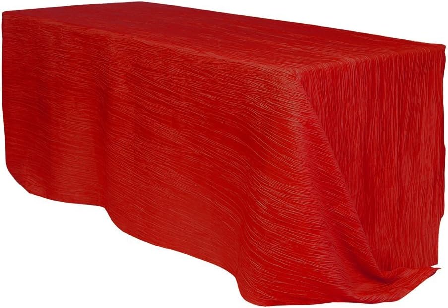 YOUR CHAIR COVERS - 90 x 156 inch Rectangular Crinkle Taffeta Tablecloth - Red, Rectangle Table