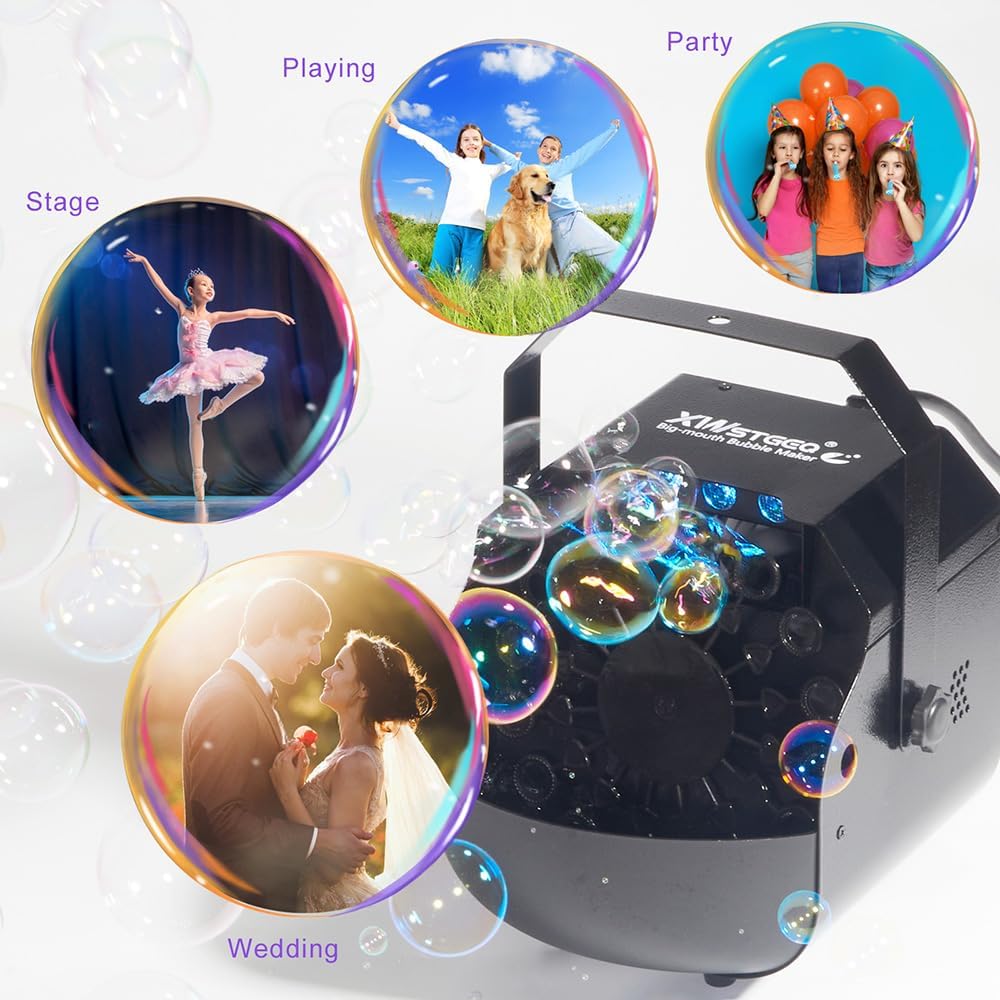 Stage Bubble Machine with Lights, Wireless Remote - Perfect for Weddings, Commercial Performances