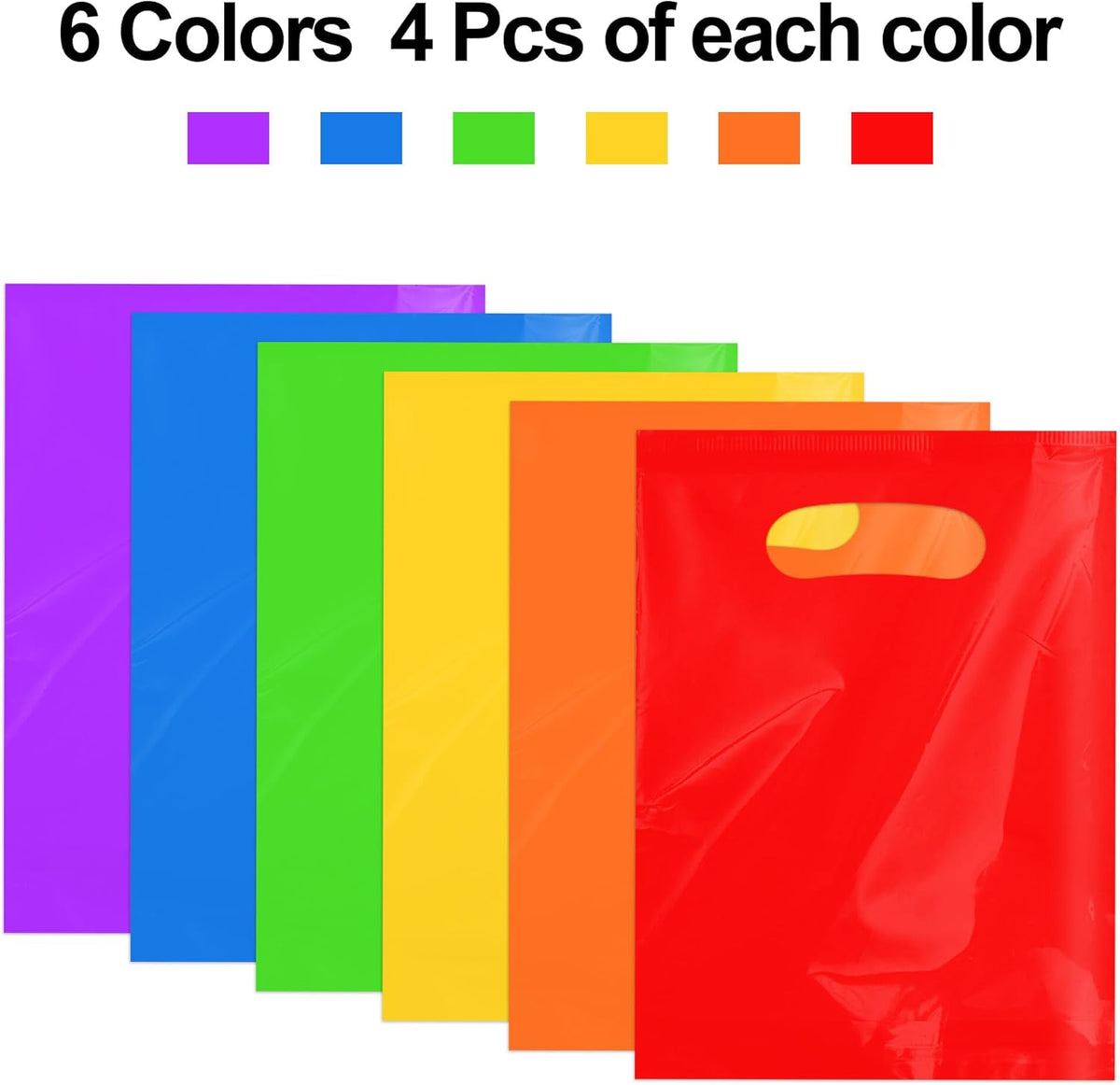 24 PCS Plastic Party Favor Small Gift Bags, 6"x8" Goodie Bags for Kids, Candy Treat Pouches Bulk