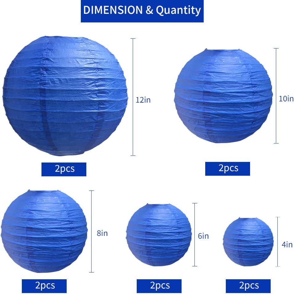 BEISHIDA Dark Blue Round Paper Lanterns Decorative Hanging Asia Chinese Japanese Paper Lanterns