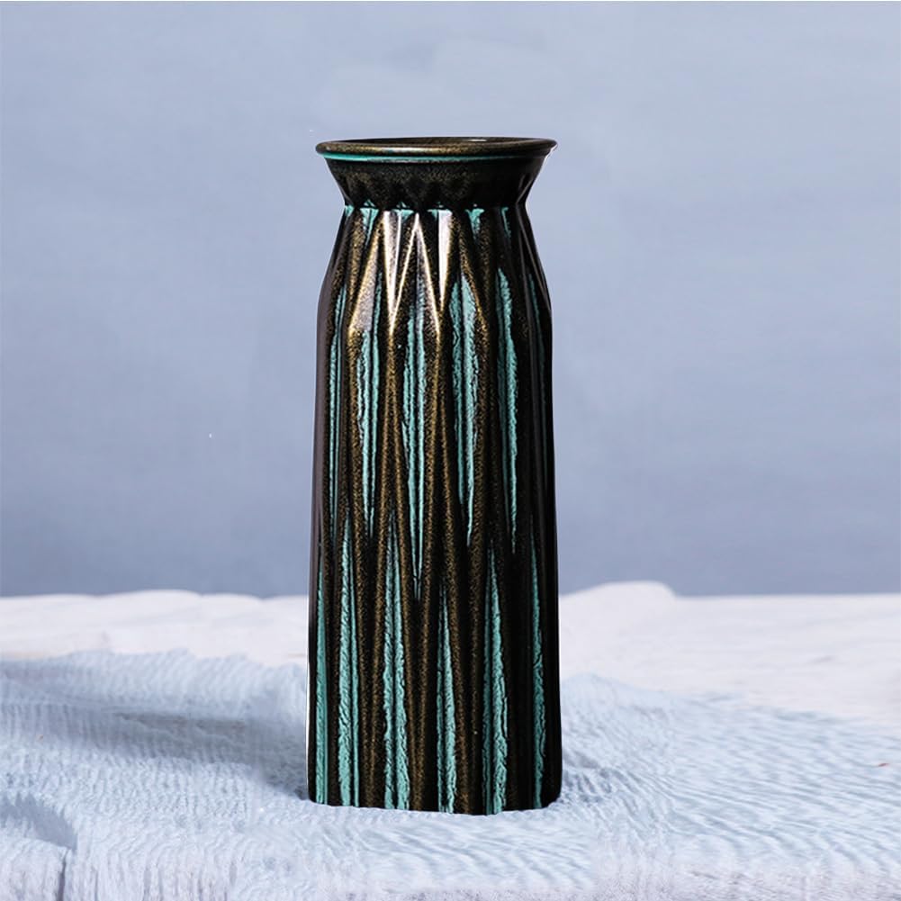 Bronze Antique Vase, 12 Inches Vintage Glass Vase Rustic European Unique Chic Style for Tabletop