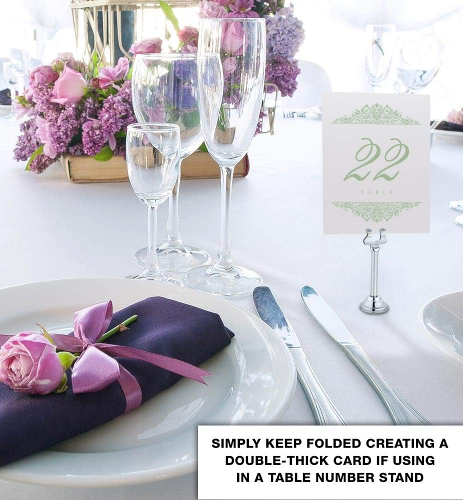Paisley Wedding Table Numbers (Select Color/Quantity), Champagne, Sage, 1-50, Double Sided, Tent or