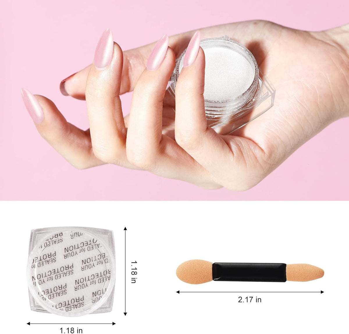 Artdone 2PCS White Pearl Chrome Nail Powder,Iridescent Aurora Powder Metallic Mirror Effect Pigment