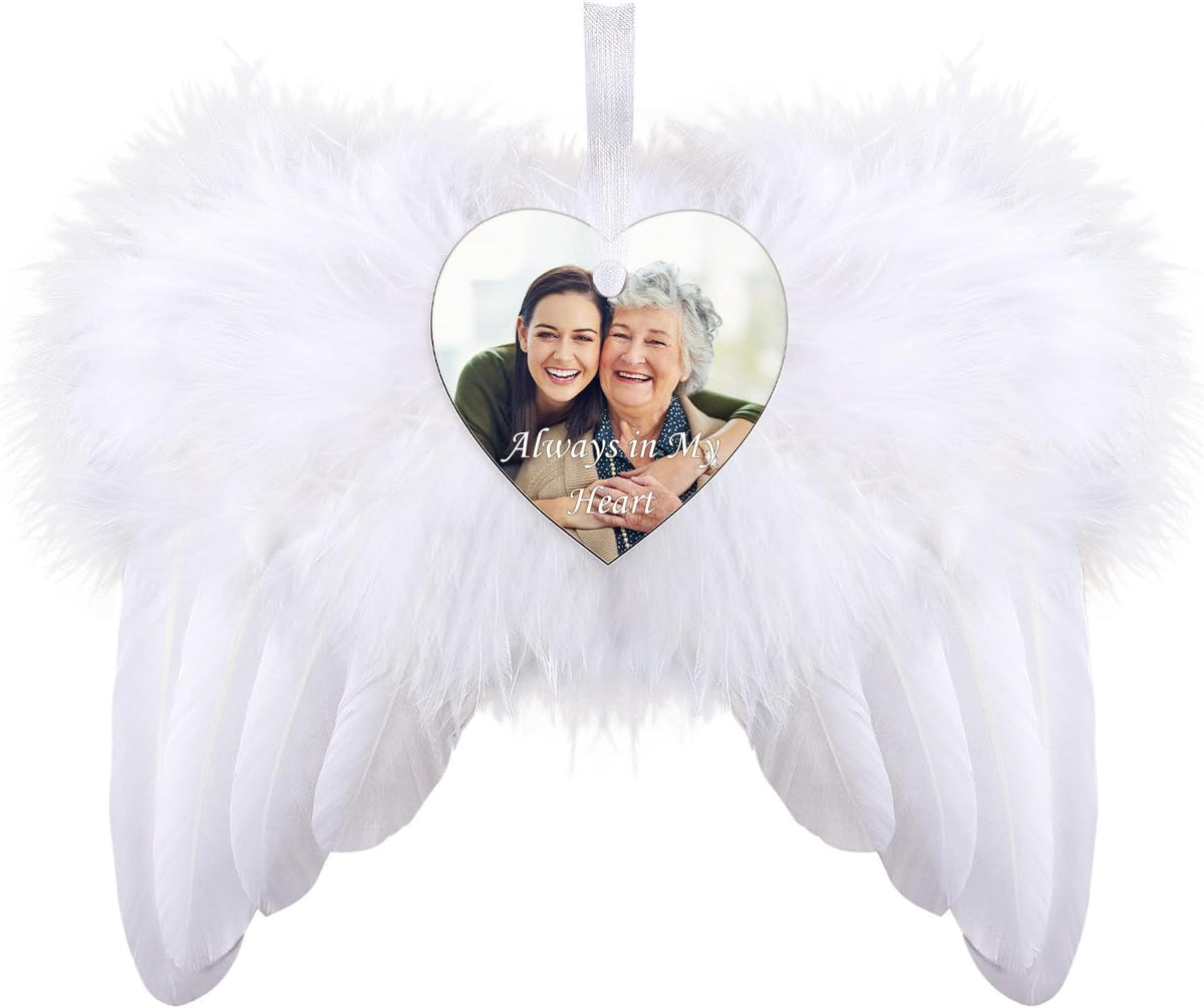 Personalized Christmas Ornaments 2025, Angel Wings Custom Photo Text Hanging Ornament Customized