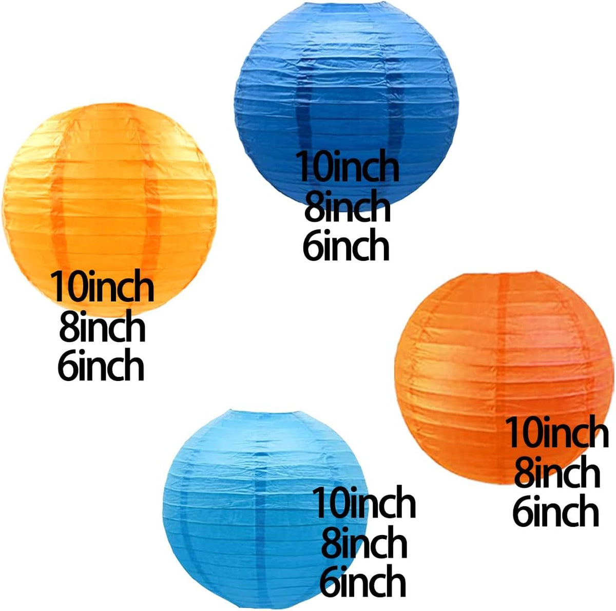12pcs Orange and Blue Paper Lanterns,Hanging Paper Lanterns for Bridal Shower Rustic Boho Birthday