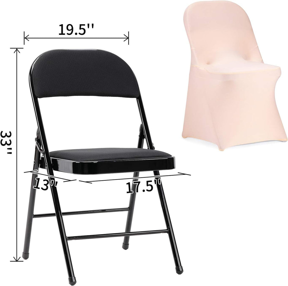 Peomeise Stretch Spandex Folding Chair Cover for Wedding Party Dining Banquet Event (Blush
