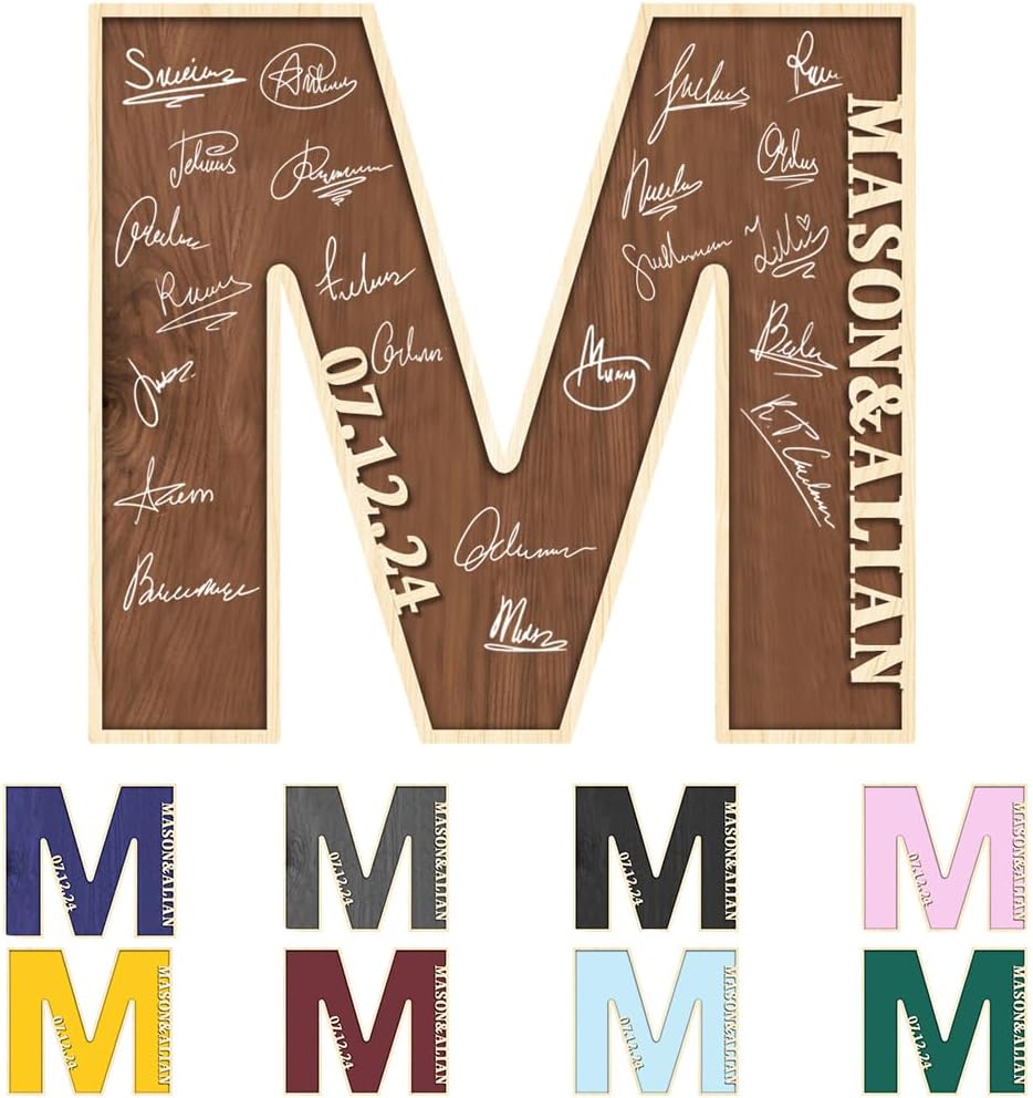 Personalized Wedding Guest Book Sign Custom Letter Name Date Rustic Wedding Guest Book Alternative