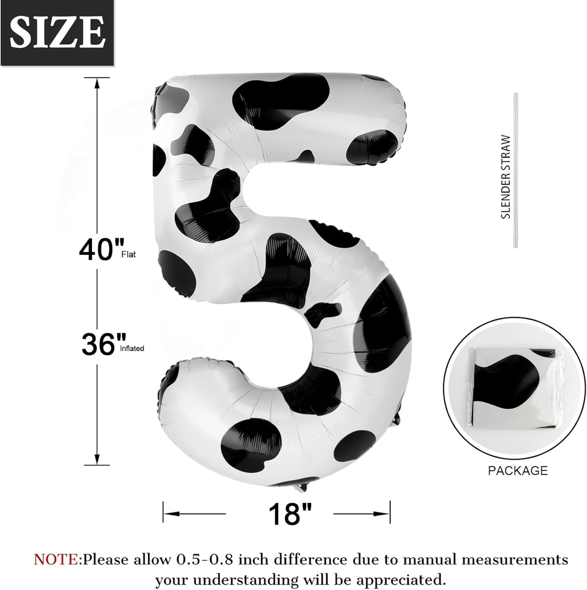 Cow Print Number Balloon Birthday Decorations, 40 inch Number balloon 0-9(Zero-Nine), Cow Balloon