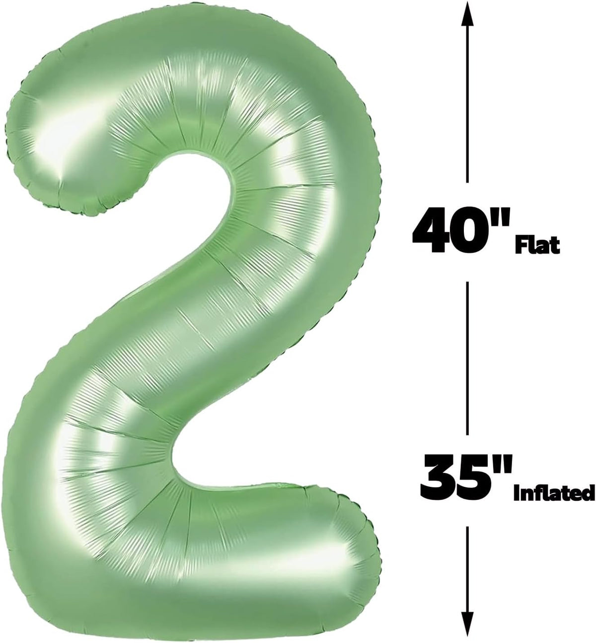 Big 40 Inch Sage Green 2 Number Balloon Birthday Decoration, 2026 Oliver Green Number 2 Helium
