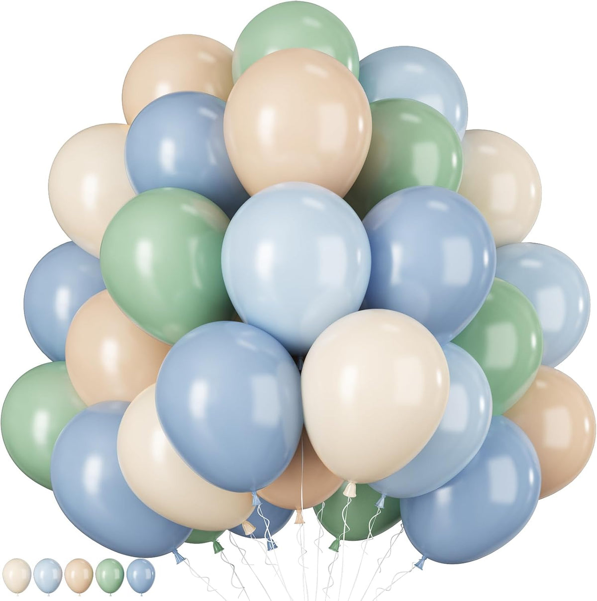 Sage Green Dusty Blue Balloons, 12 Inch Retro Slate Light Blue Olive Green White Sand Beige Nude