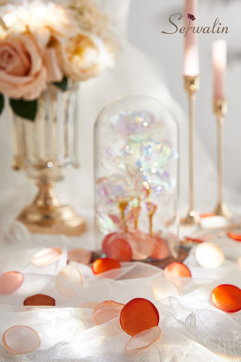 Serwalin 300Pcs Silk Rose Petals Artificial Flower Petals for Weddings Fake Rose Orange Petals