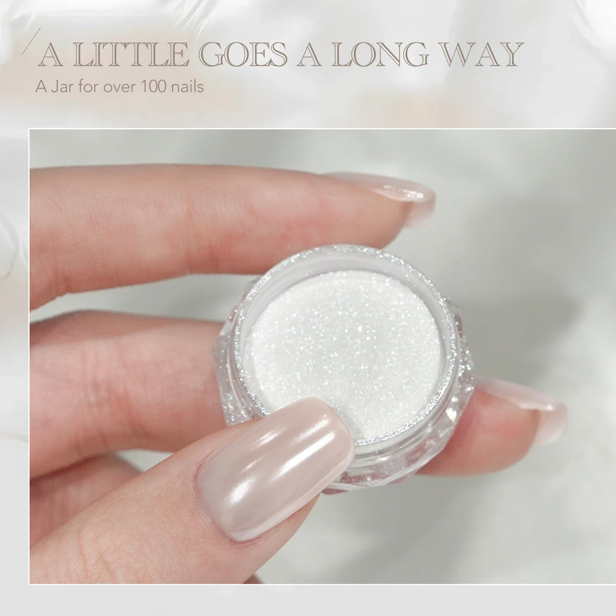 GAOY White Pearl Chrome Nail Powder, Mirror Effect Shimmer Glitter Pigment Mermaid Aurora Nail Art