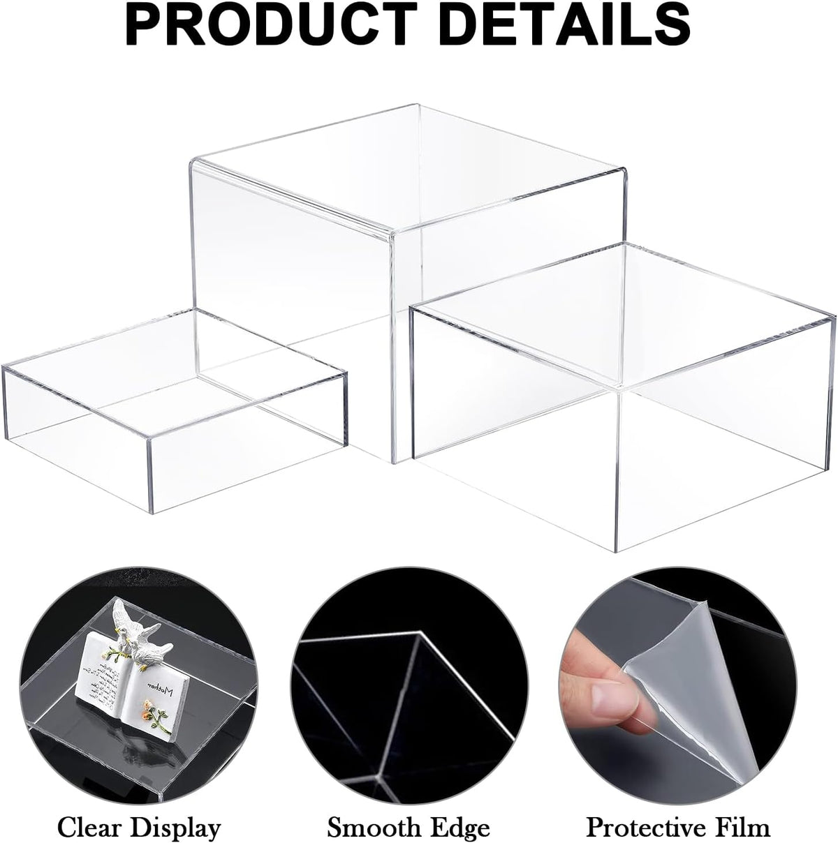 6 Pcs 3 Size Acrylic Cube Display Risers Acrylic Boxes Dessert Display Nesting Cubes, Buffet Risers