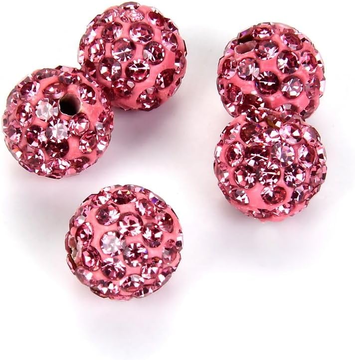 100pcs Adabele Grade A Suncatcher Crystal Rhinestone Pave Loose Beads 10mm Rose Pink Polymer Clay
