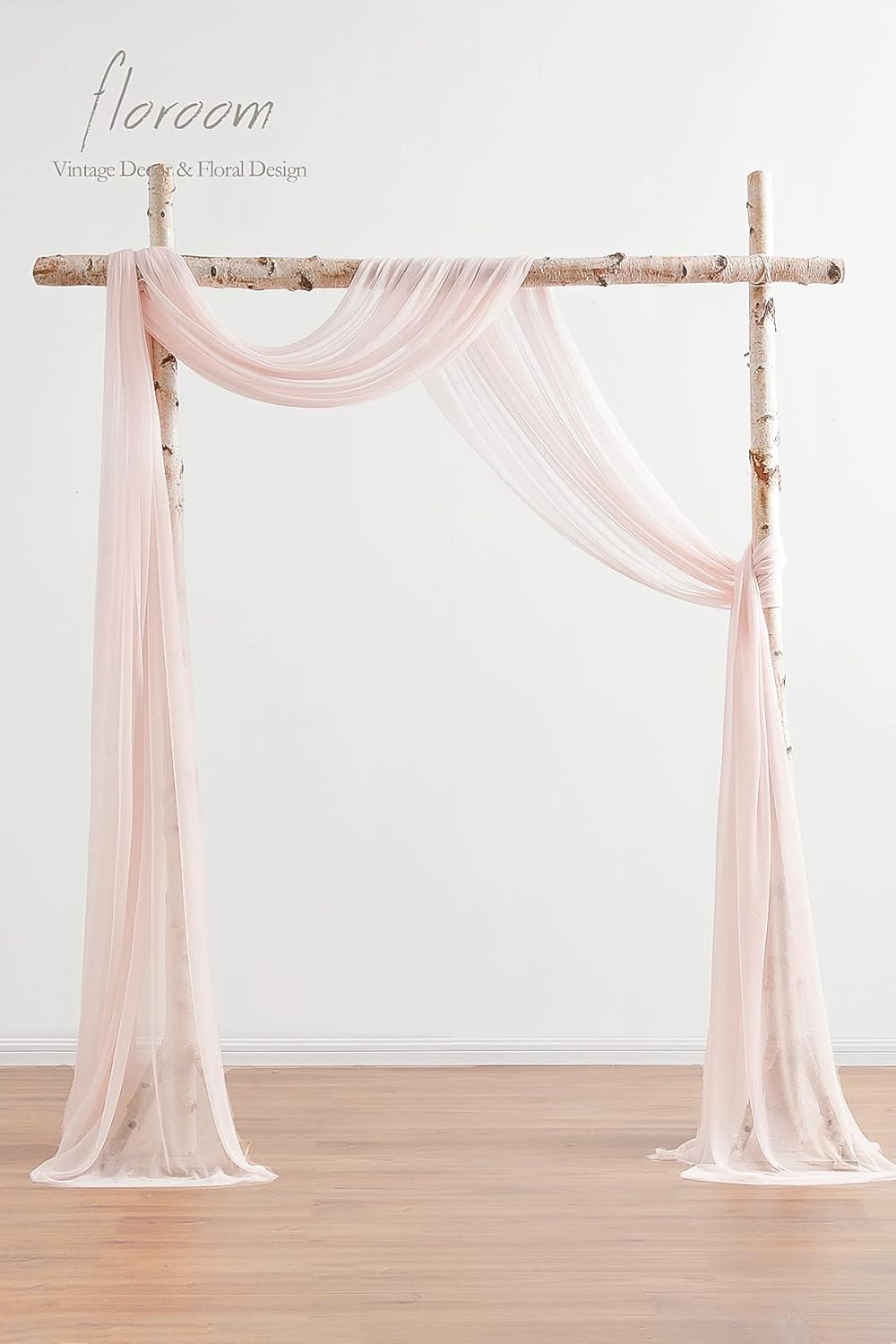 Floroom Wedding Arch Draping Fabric 2 Panels 20Ft Blush Chiffon Fabric Drapes Arbor Drapery Wedding