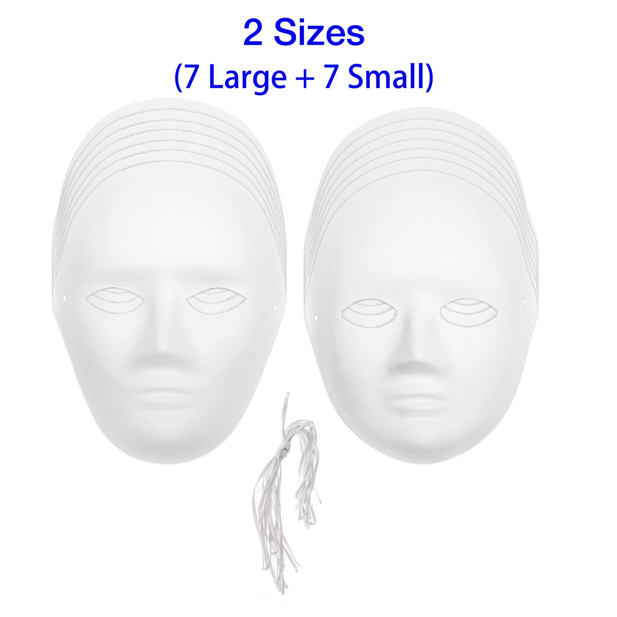 CALPALMY 14 Pack Paper Mache Masks - 2 Sizes for Artistic Projects, Theater, Halloween, Masquerade