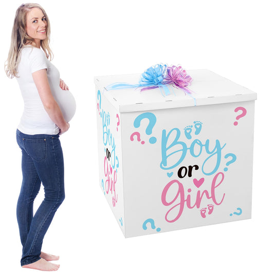 AmazingSpark 28in Giant Gender Reveal Gift Box with Lid Kit Oversized Gender Reveal Balloon Box