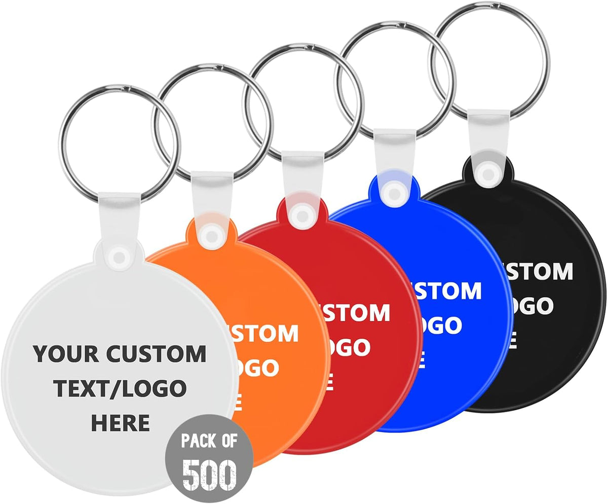 Custom Round Soft Keychains 500 Pack, Personalized Logo, Text Bulk - Perfect for Tradeshows, Party