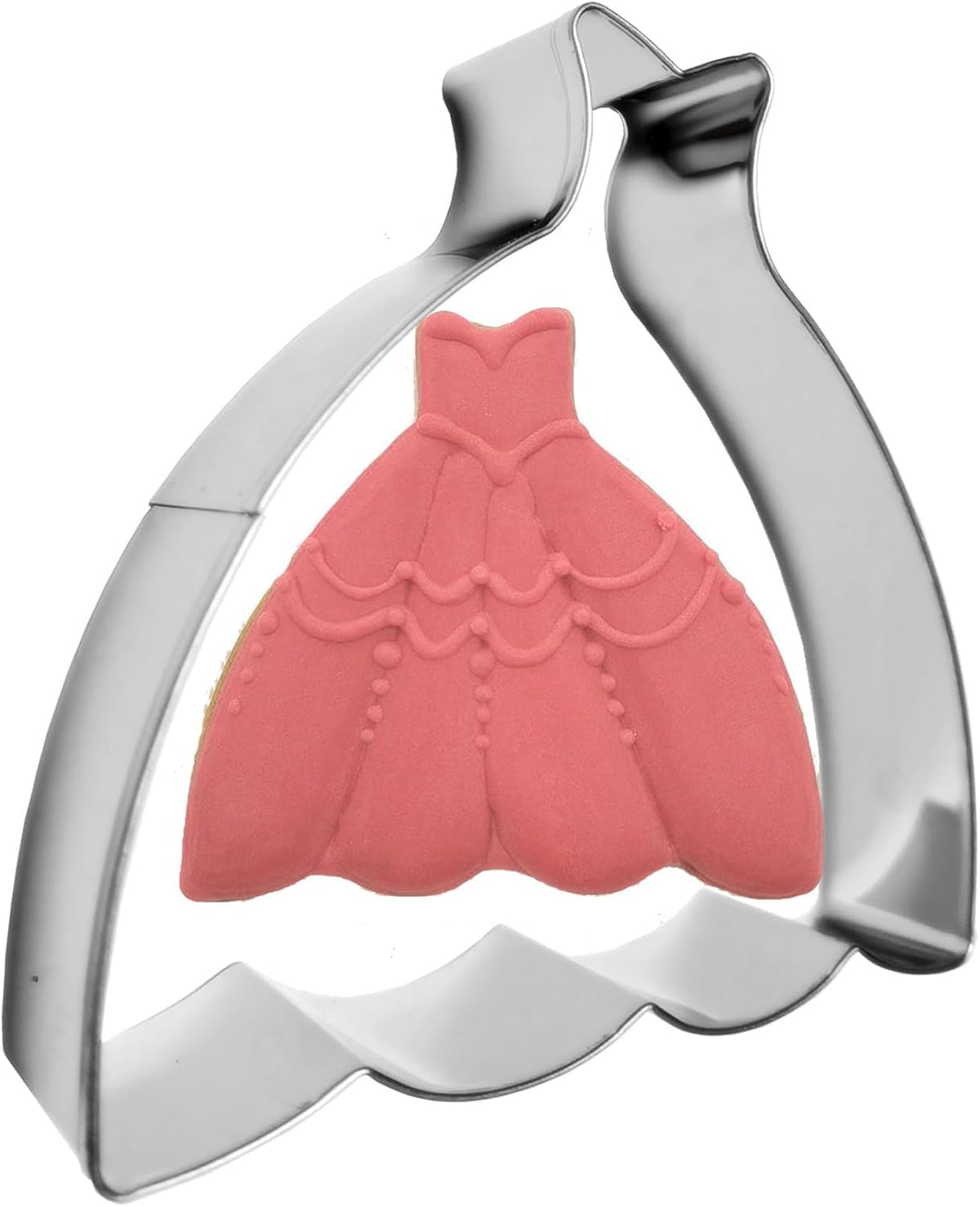 Large Size Dress Shaped Cookie Cutter, Stainless Steel Strapless Princess Party Wedding Dress