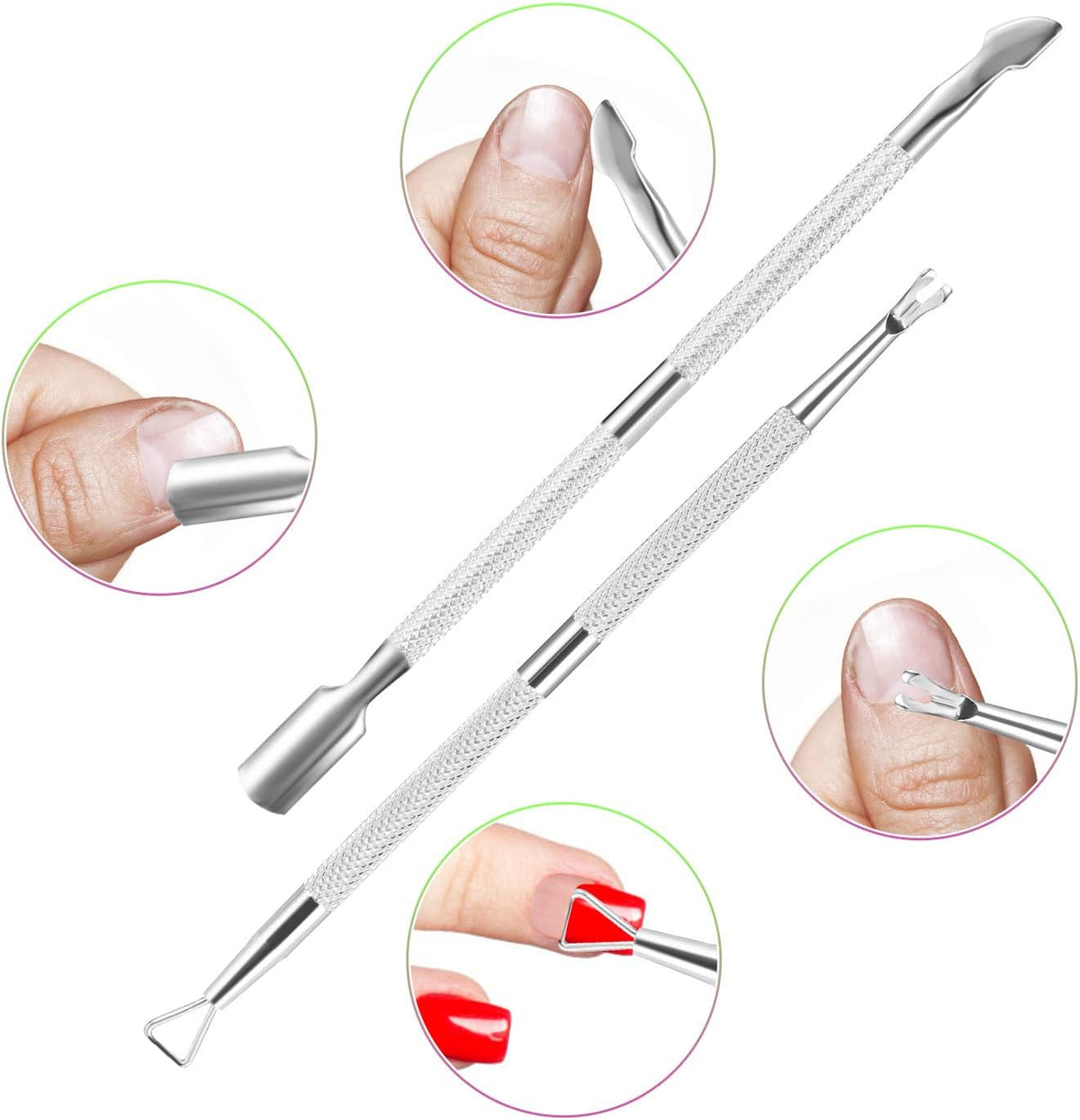 Cuticle Trimmer Cuticle Remover with Cuticle Pusher, XUNXMAS Professional Stainless Steel Durable