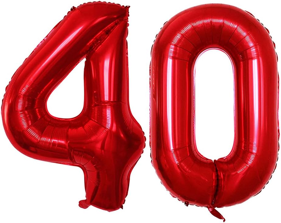 GOER Number 40 Balloons for 40th Birthday Party Decorations,42 Inch Jumbo Foil Helium Balloons for