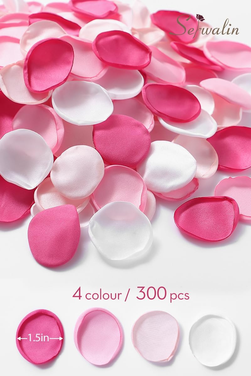 Serwalin 300Pcs Silk Rose Petals Fuschia Flower Petals for Wedding Petals Flower Girl Petals for