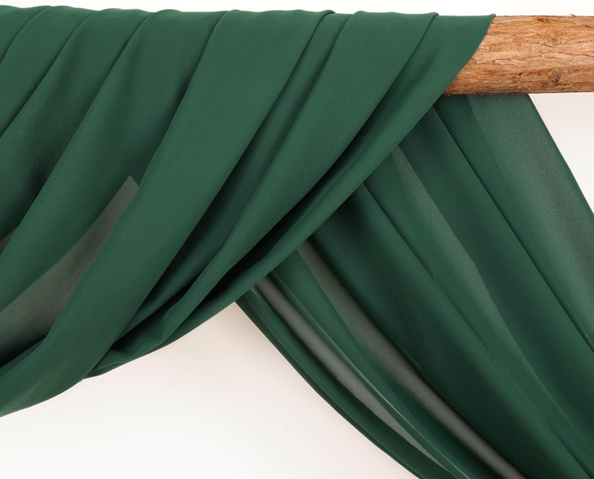 Wedding Arch Draping Fabric 4 Panels 30'' x 18FT Emerald Green Sheer Chiffon Arch Drapery for Photo