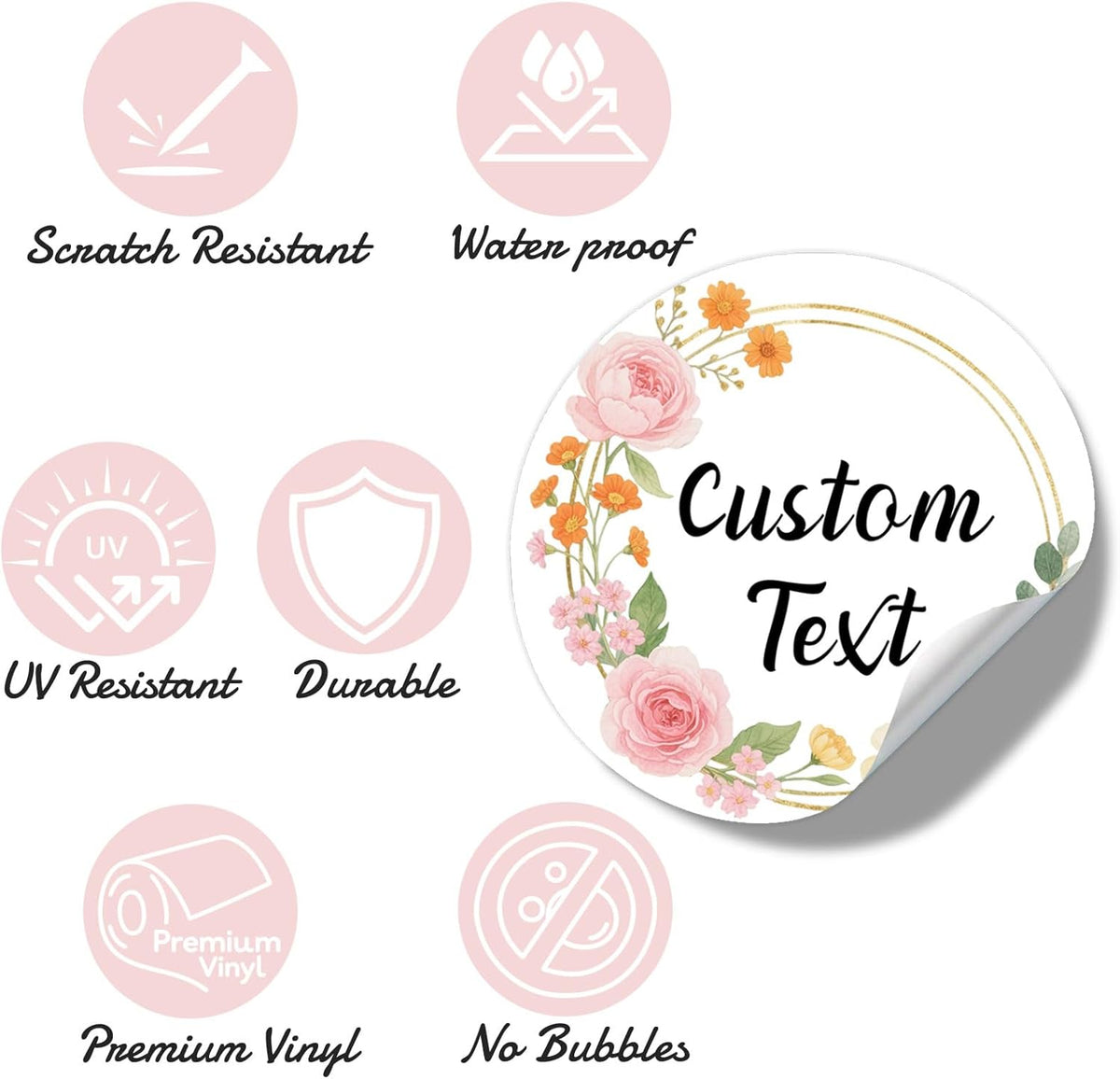 Custom Round Sticker Labels Personalized Stickers with Logo&Text Design Sticker for Wedding Favors